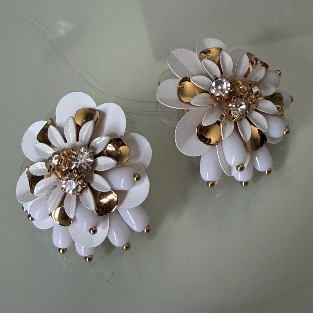 Kate Spade white enamel floral studs